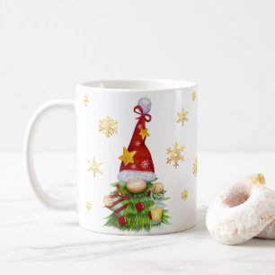 Caneca De Café Nome Personalizado Árvore de Natal Gnome Classic M