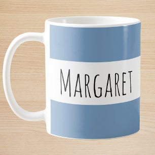 Caneca De Café Nome Personalizado Azul Personalizado