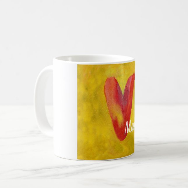 Caneca De Café Nome Personalizado Big Red Heart (Frente Esquerda)