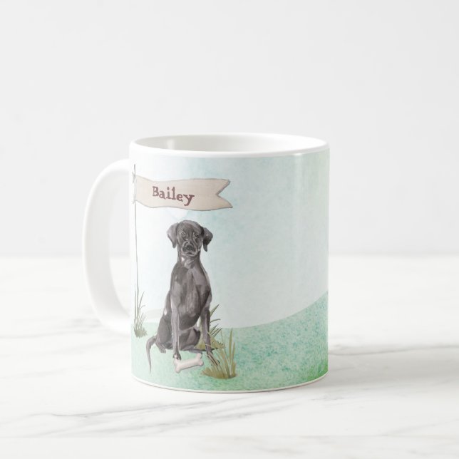 Caneca De Café Nome personalizado Black Lab Pet Dog (Frente Esquerda)