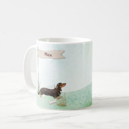 Caneca De Café Nome personalizado Black & Tan Dachshund Pet Dog