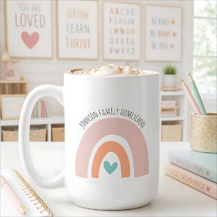 Caneca De Café Nome Personalizado Boho Arco-Íris Ensino em Casa