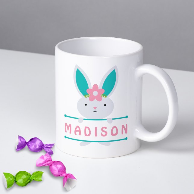 Caneca De Café Nome Personalizado Bonito Da Rapariga Da Páscoa Bu (Criador carregado)