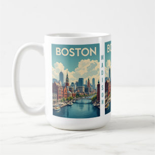 Caneca De Café Nome Personalizado Boston Massachusetts