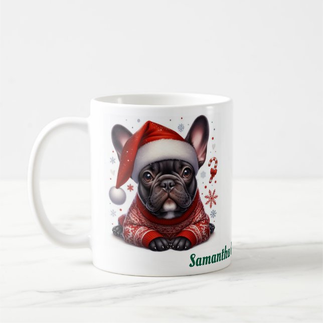 Caneca De Café Nome personalizado, bulldog francês  (Esquerda)