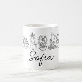 Caneca De Café Nome personalizado Cactus Succulent