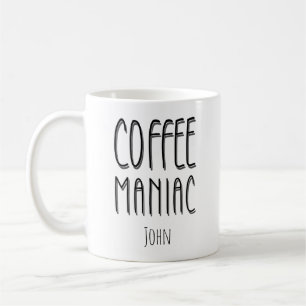 Caneca De Café Nome Personalizado Café Maniac - Engraçado
