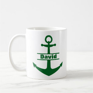 Caneca De Café Nome Personalizado Câncer Verde Náutico