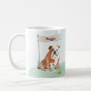 Caneca De Café Nome Personalizado Cão-de-Pera Inglês Buldogue
