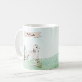 Caneca De Café Nome Personalizado Cão Pet Pet White Poodle