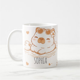 Caneca De Café Nome Personalizado Capivara Fofa Com Óculos De Sol