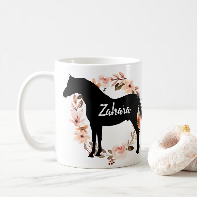 Caneca De Café Nome Personalizado Cavalo equestre equestre equest (Com Donut)