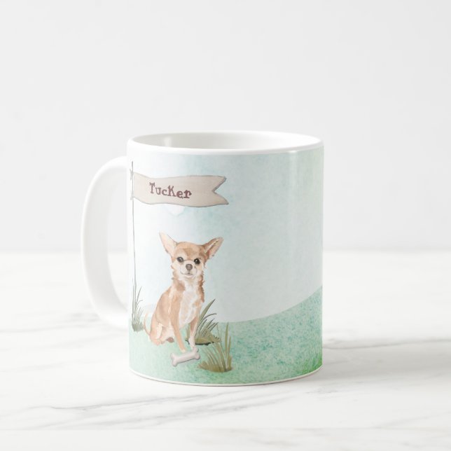 Caneca De Café Nome Personalizado Chihuahua Pet Dog (Frente Esquerda)