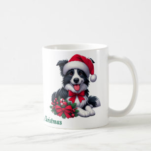Caneca De Café Nome personalizado, Collie Felry Natal