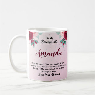 Caneca De Café Nome Personalizado com Mensagem de Rosa vermelha p