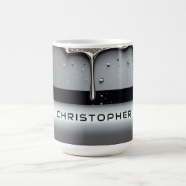 Caneca De Café Nome Personalizado Com Metal Líquido Gotejando