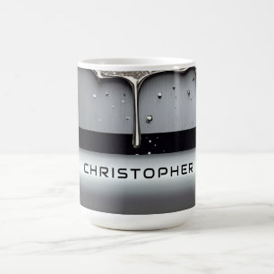 Caneca De Café Nome Personalizado Com Metal Líquido Gotejando