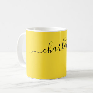 Caneca De Café Nome Personalizado Cor Amarela Banana Elegante