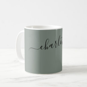 Caneca De Café Nome Personalizado Cor Cinza Golfinho Elegante