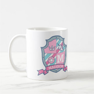Caneca De Café Nome personalizado crista cor-de-rosa azul Madison