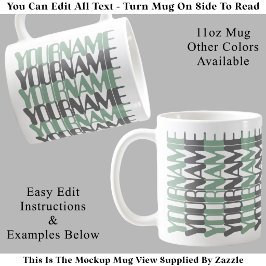 Caneca De Café Nome Personalizado Curto Customizado Mensagem Ocul