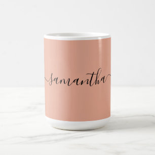 Caneca De Café Nome Personalizado da Caligrafia Rosa