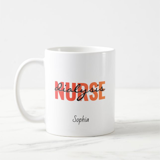 Caneca De Café Nome Personalizado da Enfermeira de Diálise (Esquerda)