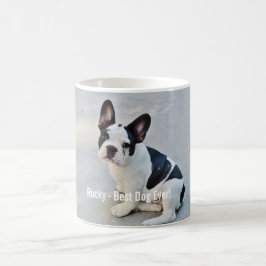Caneca De Café Nome personalizado da foto do buldogue e do