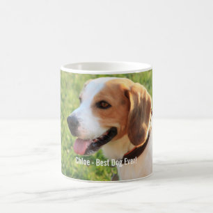 Caneca De Café Nome personalizado da foto do cão do lebreiro e d