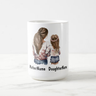 Caneca De Café Nome personalizado da mãe e da filha aquar persona