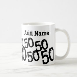 Caneca De Café Nome Personalizado da Mug de Aniversário 50 Preto 