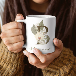 Caneca De Café Nome Personalizado da Orquídea Floral B Boho Boho