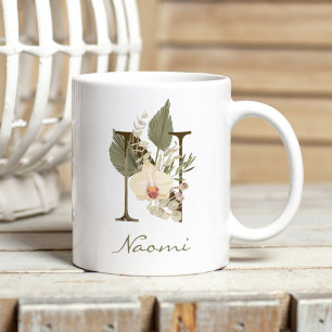 Caneca De Café Nome Personalizado da Orquídea Floral N Boho N Boh
