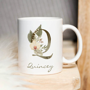 Caneca De Café Nome Personalizado da Orquídea Floral Q Boho Q Bo
