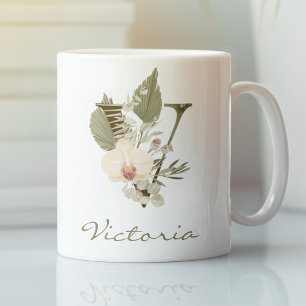 Caneca De Café Nome Personalizado da Orquídea Floral V Boho V Boh