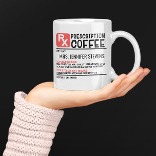 Caneca De Café Nome Personalizado da Prescrição do Café Engraçado