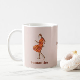 Caneca De Café Nome Personalizado da Rainha Laranja Dançante