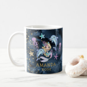 Caneca De Café Nome Personalizado Da Rapariga Sereia
