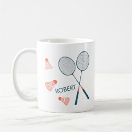 Caneca De Café Nome PERSONALIZADO da Raqueta Birdie do Badminton 