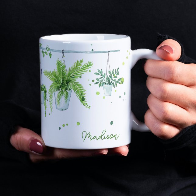 Caneca De Café Nome Personalizado da Senhora de Água da Planta (Criador carregado)