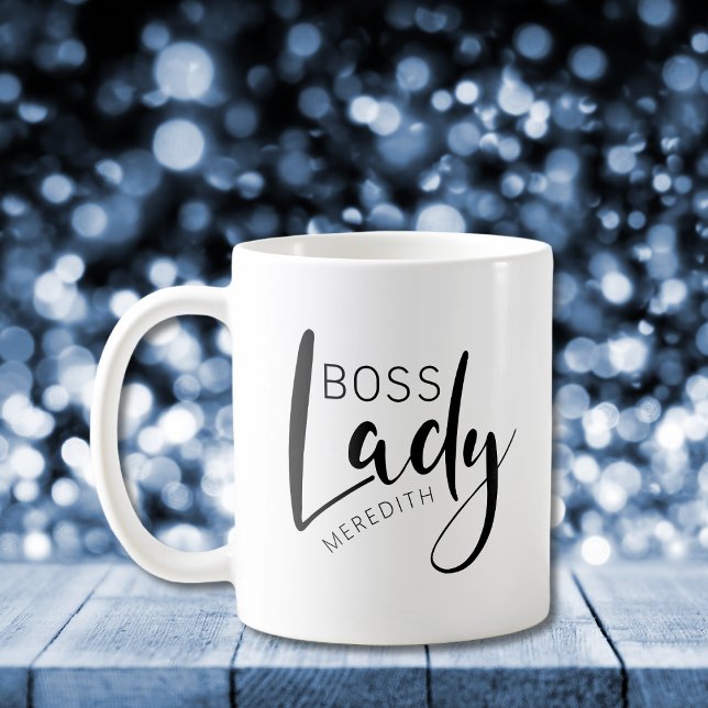 Caneca De Café Nome Personalizado Dama do Chefe Mug Café (Boss Lady Logo Personalized Name Coffee Mug)
