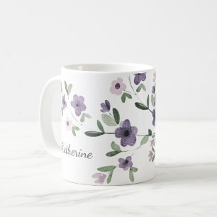 Caneca De Café nome personalizado das flores lilás