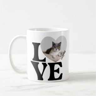 Caneca De Café Nome Personalizado de Amor de Coração de Foto de G
