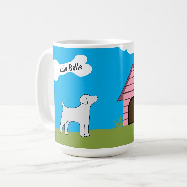 Caneca De Café Nome personalizado de animal de estimação com a ca (Frente Esquerda)