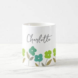 Caneca De Café Nome Personalizado de Blooms Florais de Primavera 