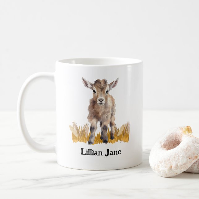 Caneca De Café Nome Personalizado de Bode de Exposição (Com Donut)