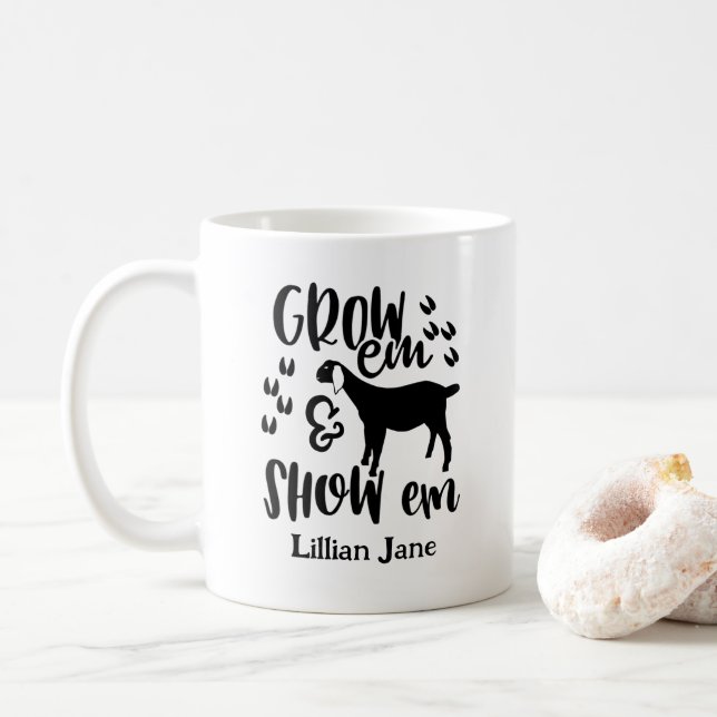 Caneca De Café Nome Personalizado de Bode de Exposição (Com Donut)