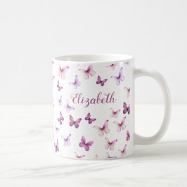 Caneca De Café Nome Personalizado de Bordas Rosa bonito