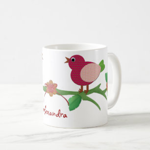 Caneca De Café Nome Personalizado de Colagem de Aves Mug