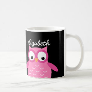 Caneca De Café Nome Personalizado De Coruja Rosa Para O Z01